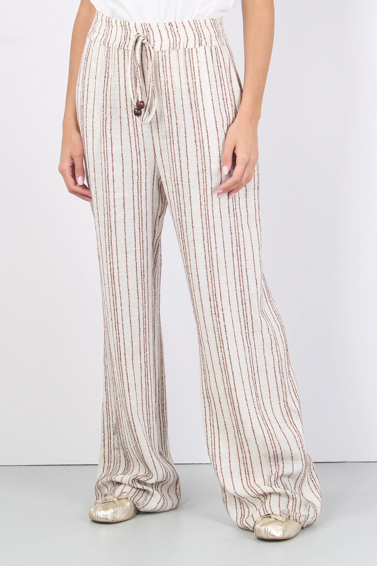 Pantalone Palazzo Riga Panna/coccio - immagine 4