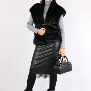 Gilet Ecopelliccia Cintura Nero