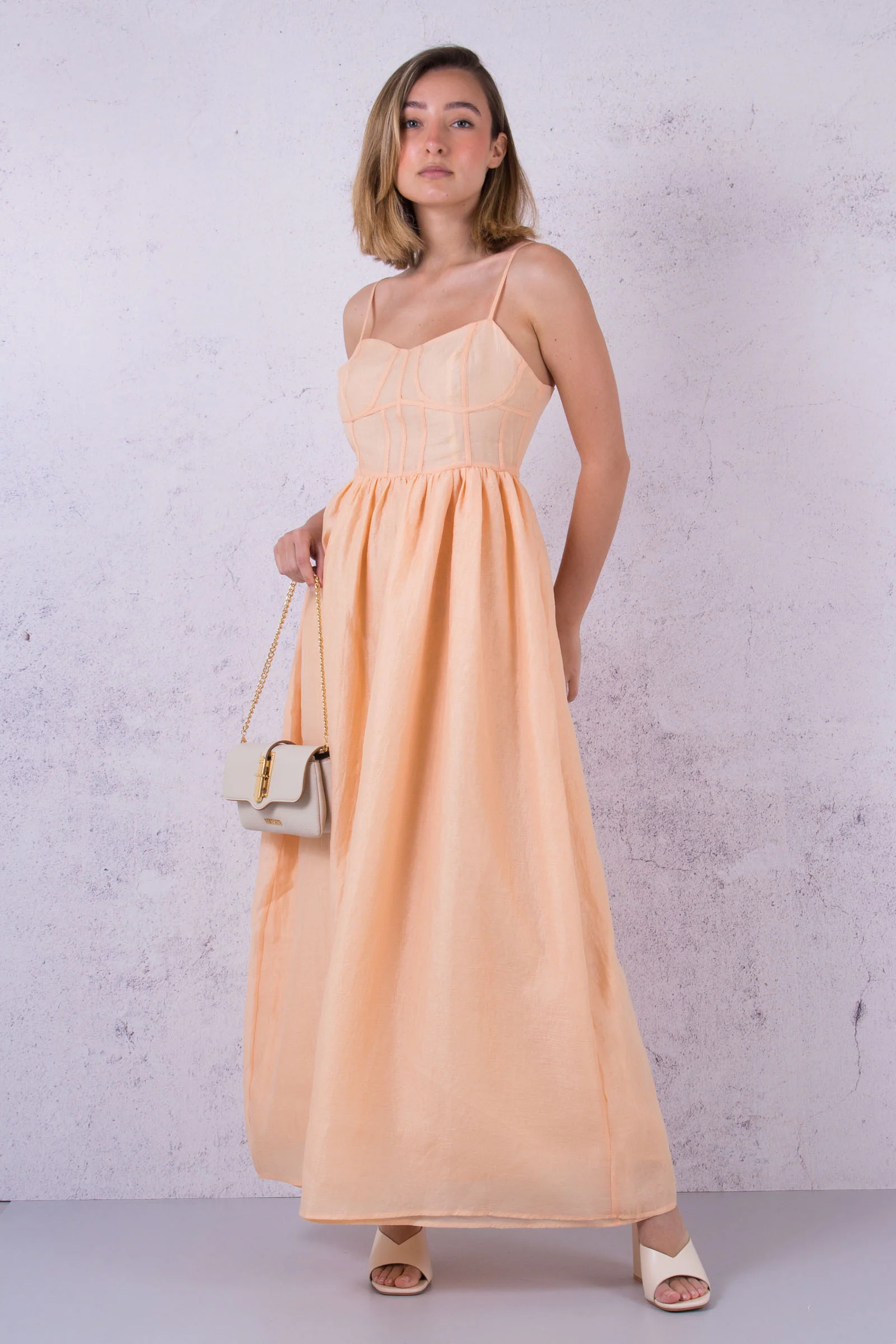 Abito Lungo Spalline Peach - immagine 2