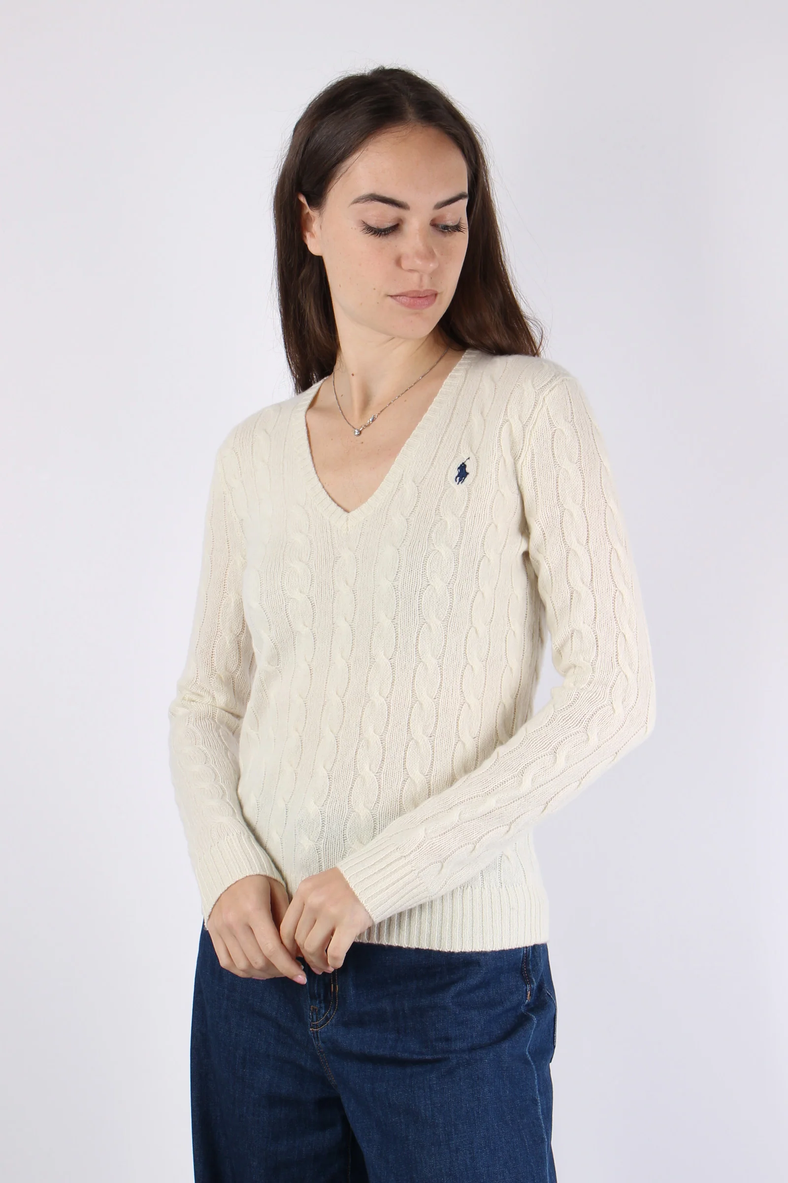 Maglia Scavo V Trecce Cream - immagine 5
