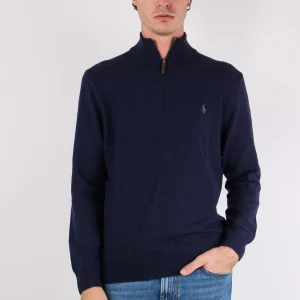 Felpa Mezza Zip Lambswool Hunter Navy