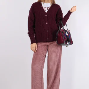 Cardigan Trecca 100% Lana Vino