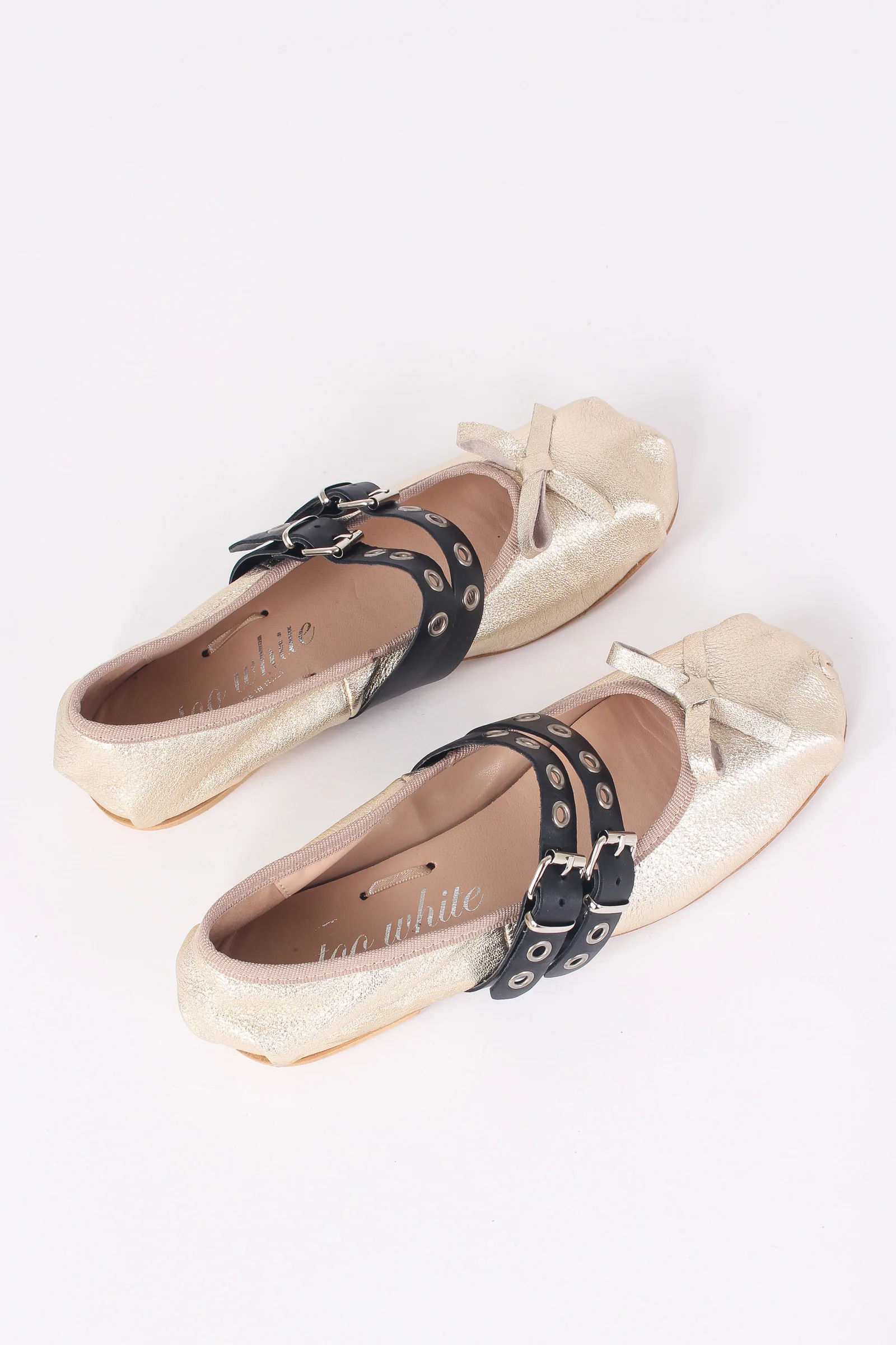 Ballerina Fibbia Borchie Vera Oro/nero - immagine 6