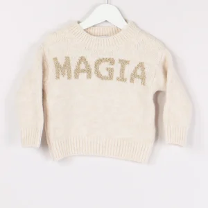 Pullover Scritta Migia Lurex Panna/oro