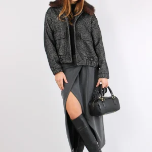 Bomber Resca Ecopelliccia Nero