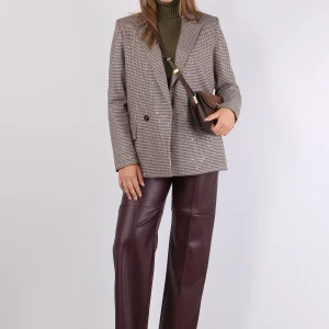 Giacca Pied De Poule Paillette Moro/bordeaux