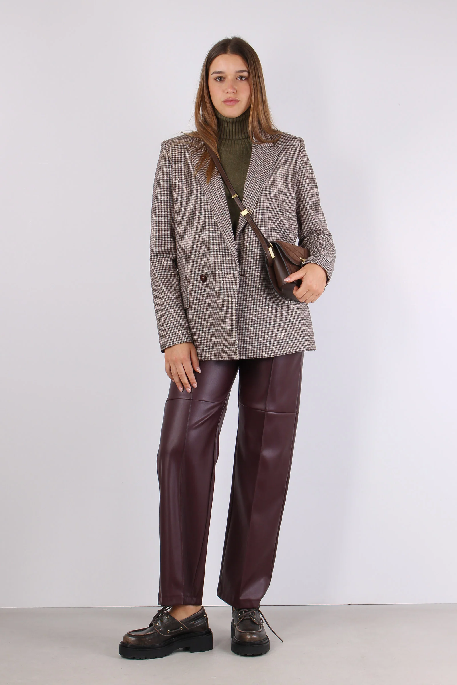 Giacca Pied De Poule Paillette Moro/bordeaux - immagine 2