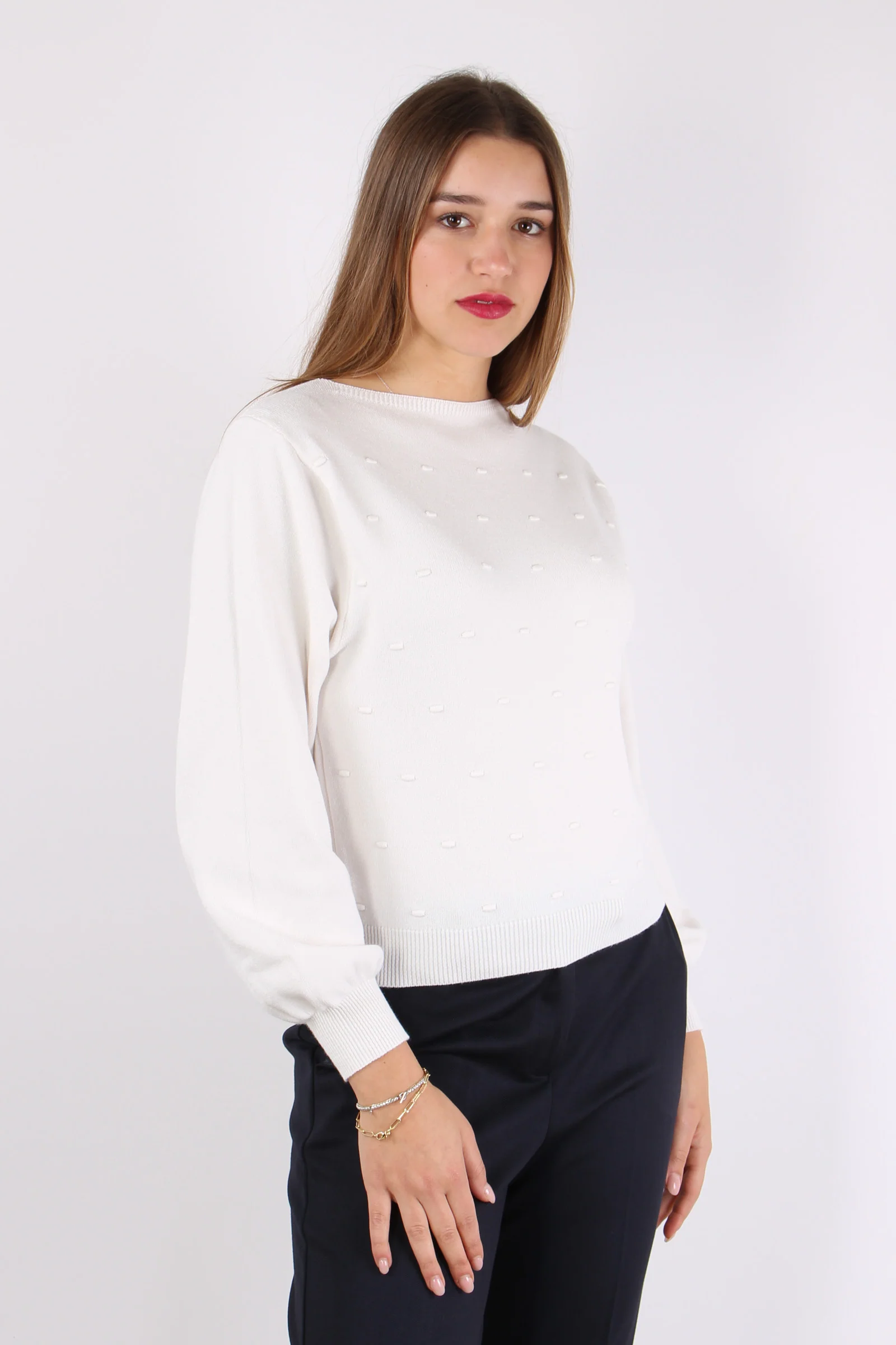 Maglia Scatoletta Punto Noccio Panna - immagine 6