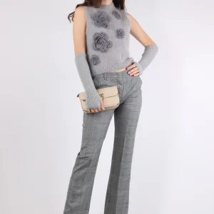 Gilet Maglia Applicazione Rose Ash