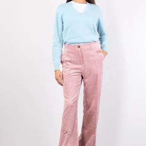 Pantalone Velluto Coste Rosa