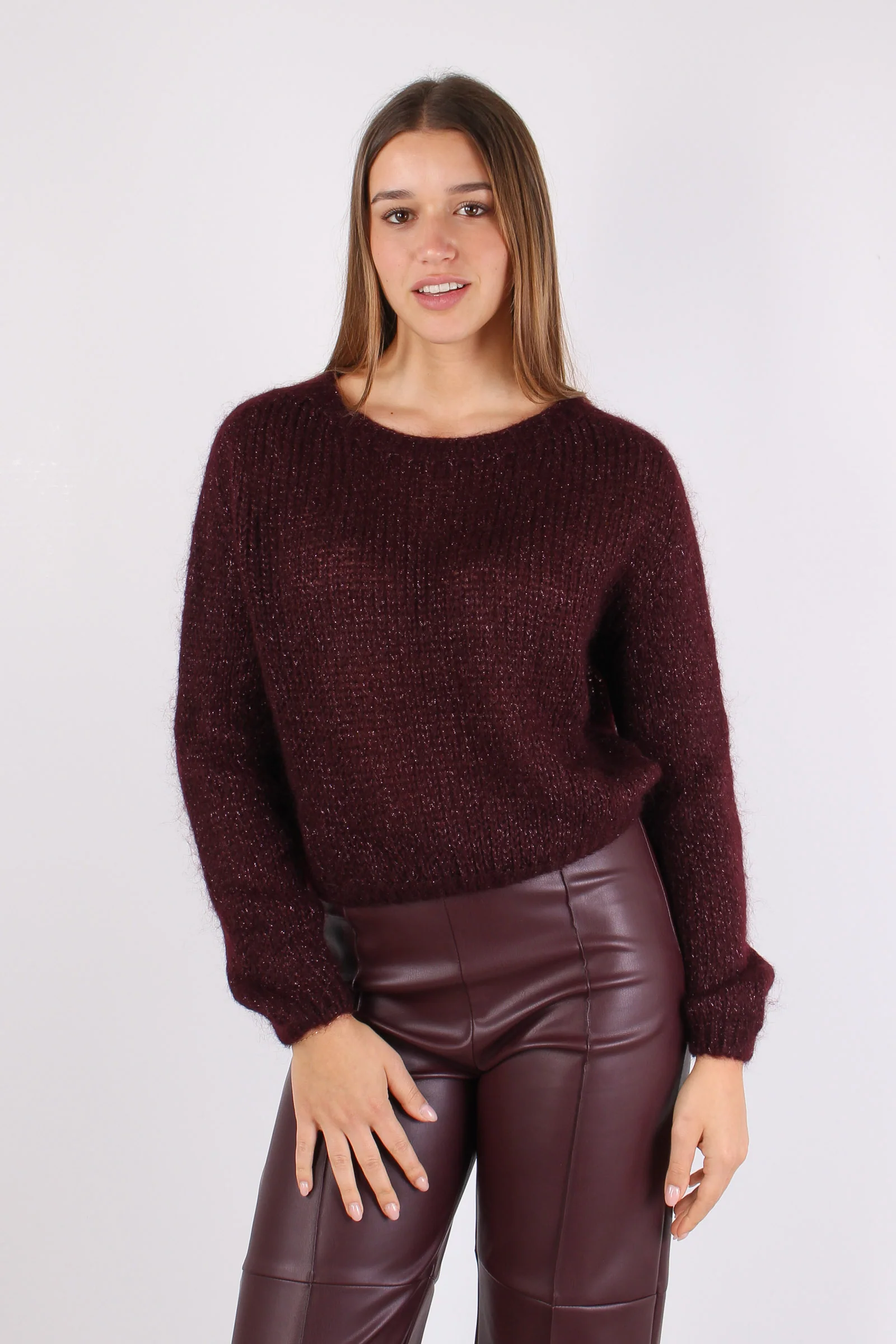 Maglia Scatoletta Filo Lurex Vino - immagine 7