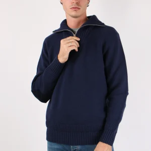 Mezza Zip Tasca Velluto Blu