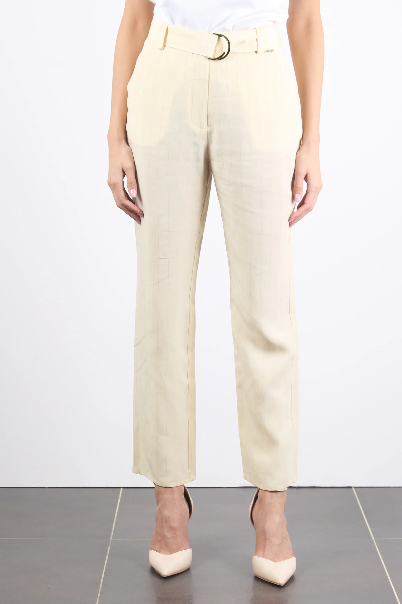 Pantalone Palazzo Cintura Ivoire/camel - immagine 4