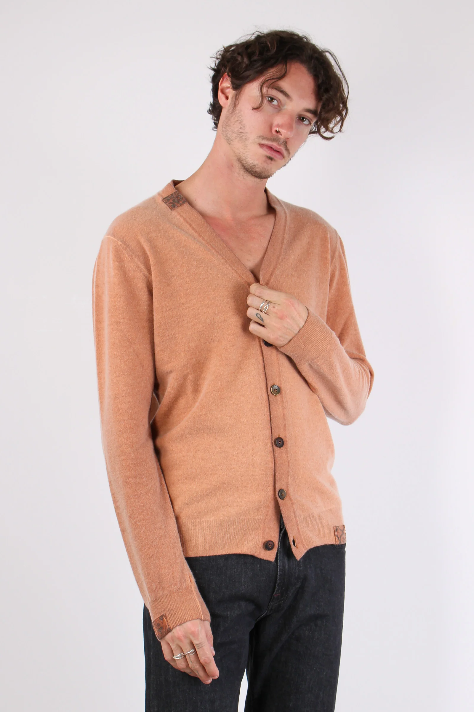 Cardigan Contrasto Fantasia Ruggine - immagine 2