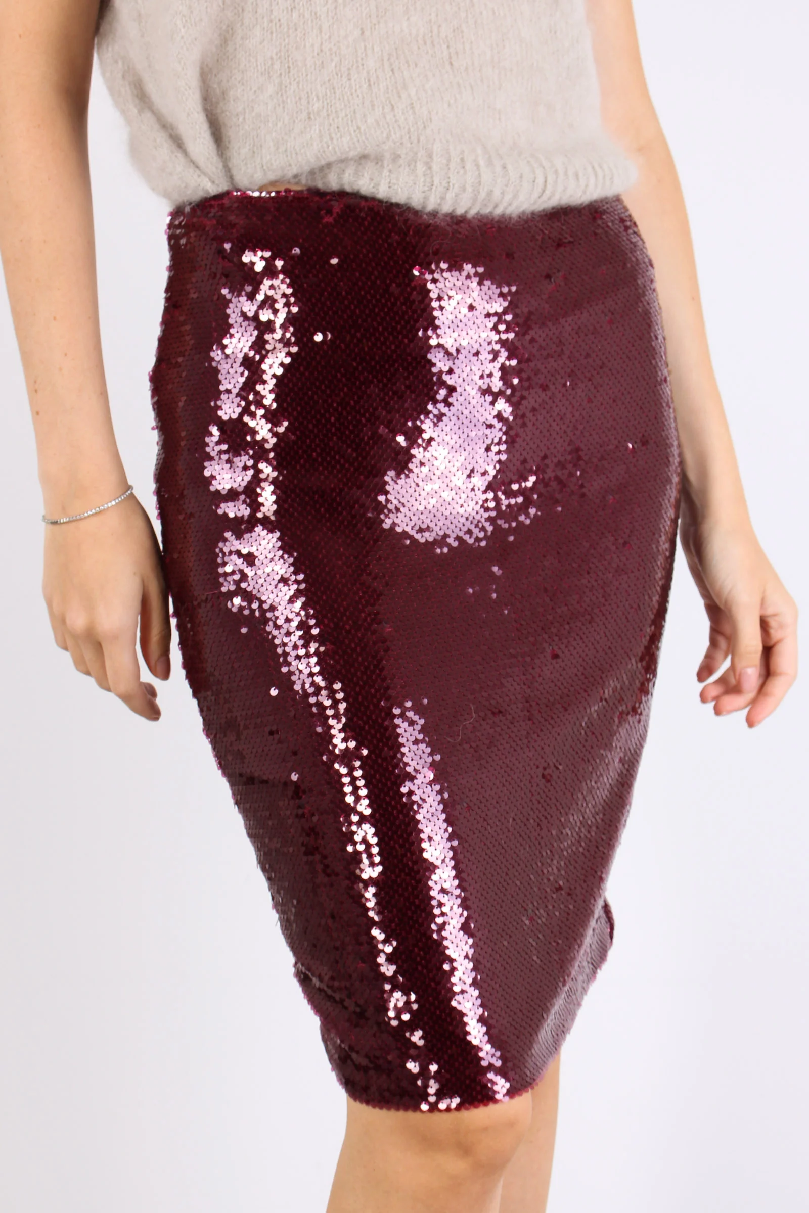 Ava Gonna Tubo Paillettes Bordeaux - immagine 4