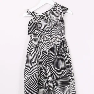 Tuta Asimmetrica Stampa Foglie Black