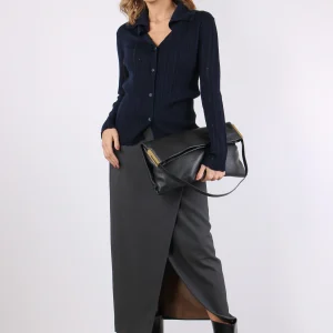 Polo Smagliata Bottoni Dark Blue