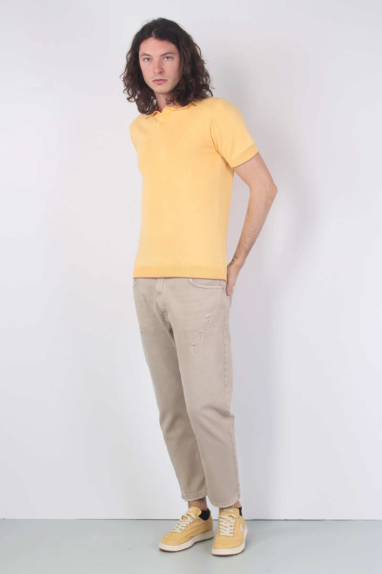 Polo No Bottoni Effetto Stone Tangerine - immagine 5