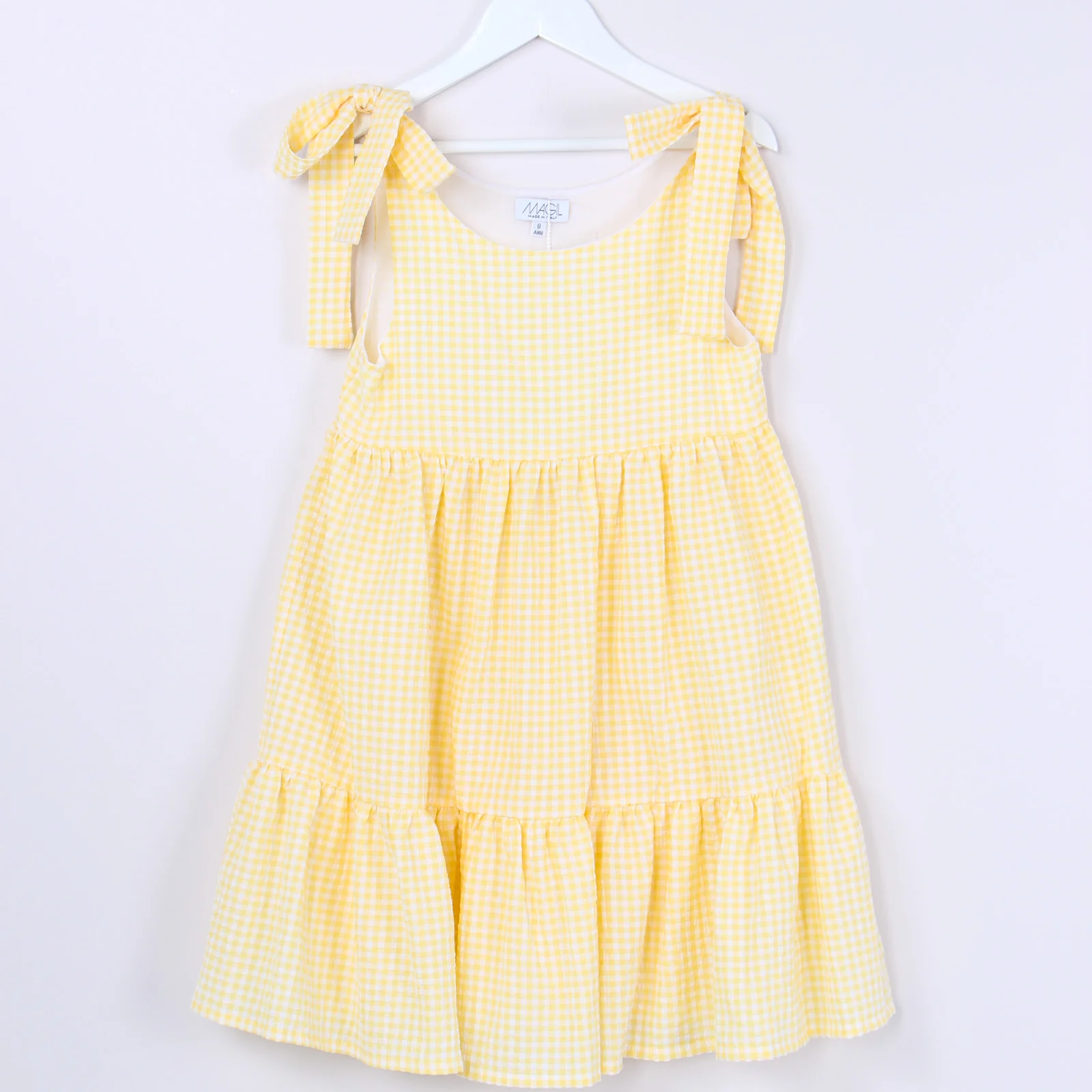 Abito Vichy Balze Bianco/giallo - immagine 7