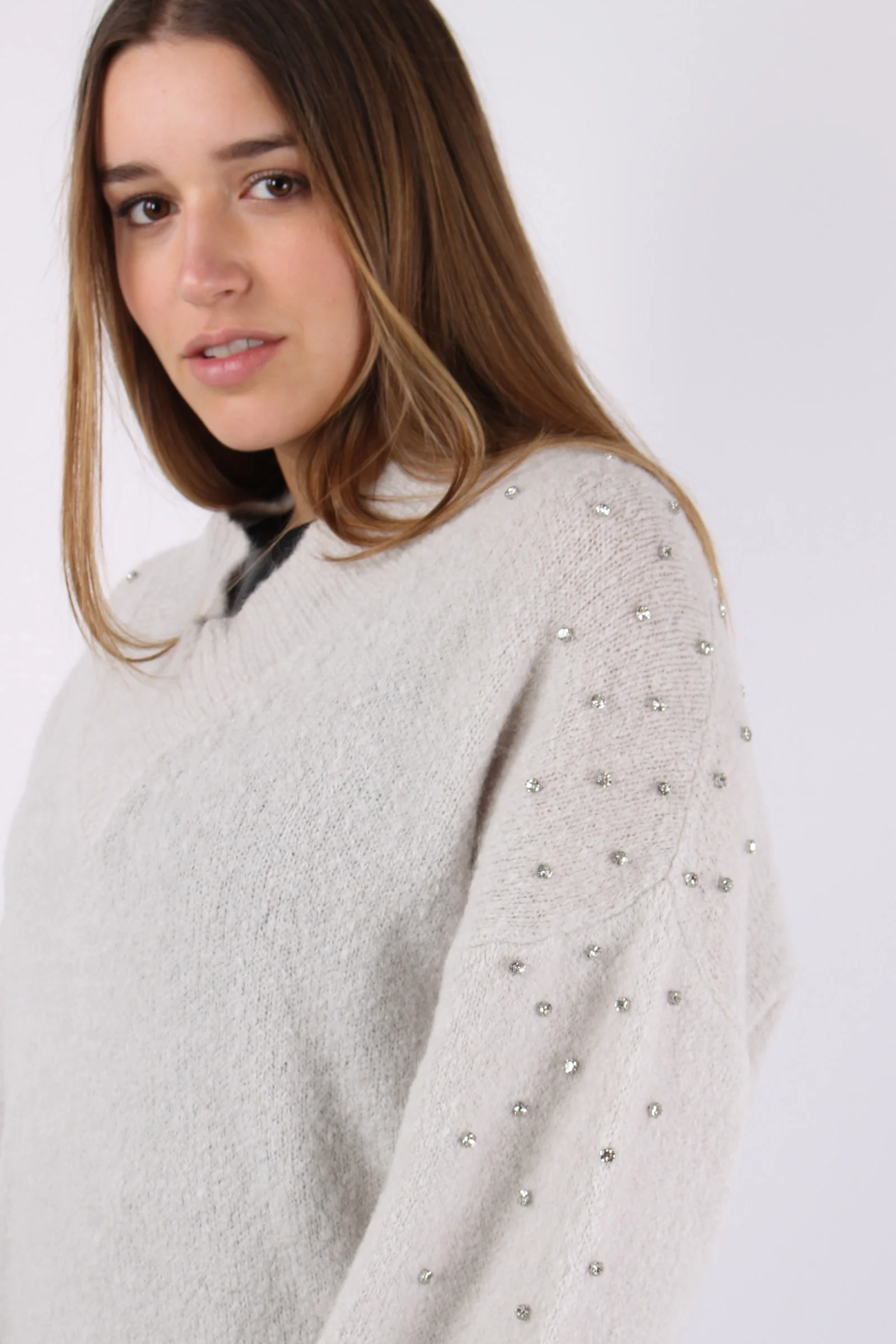 Maglia Scavo V Inserto Strass Ghiaccio - immagine 9