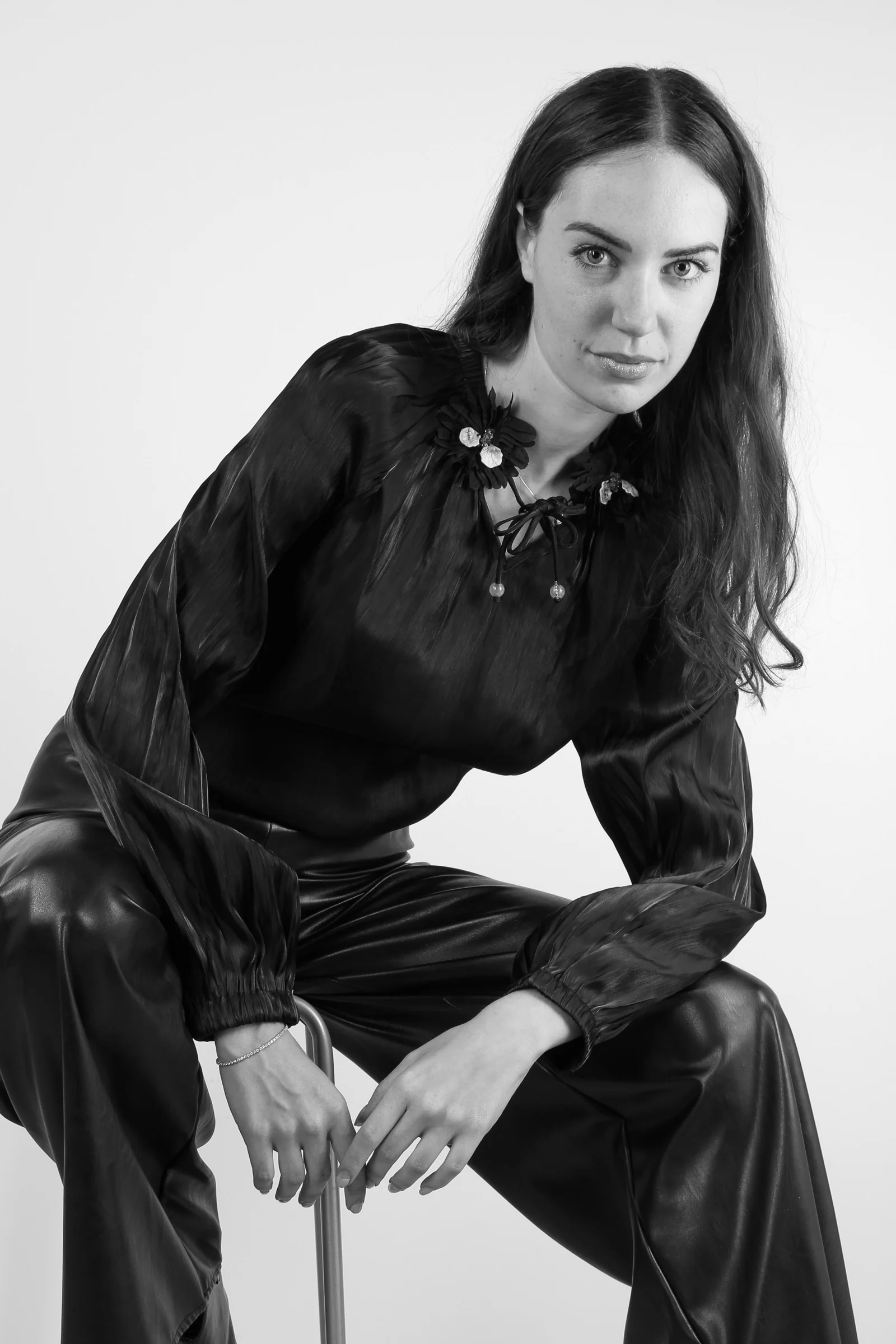 Camicia Arriccio Collo Inserto Nero - immagine 9