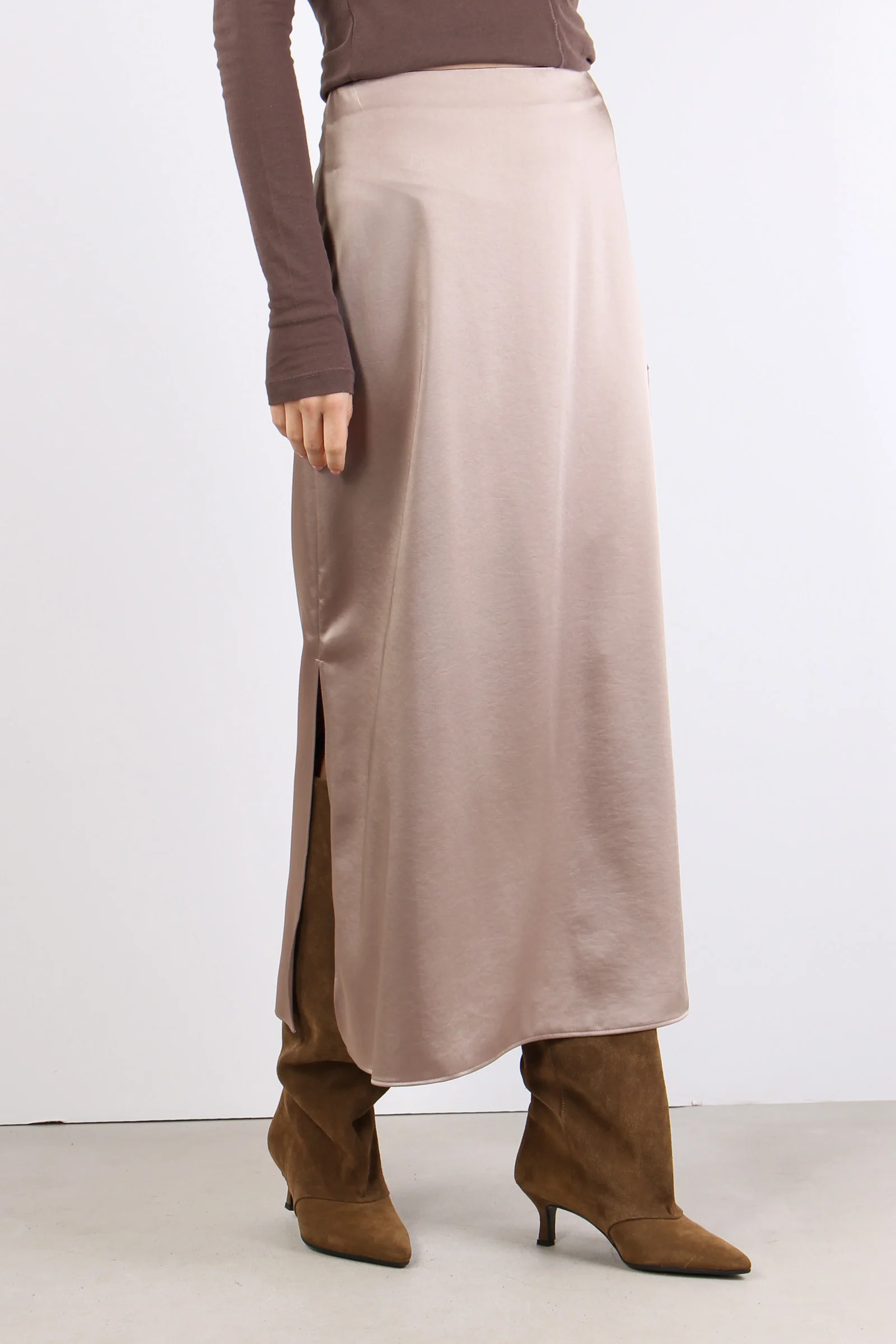 Angelo Gonna Raso Lunga Marron Glace - immagine 5