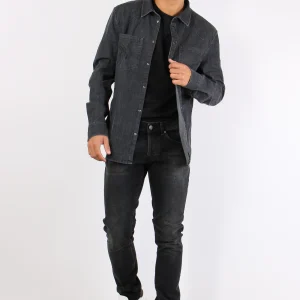 Camicia Denim Slim Nero