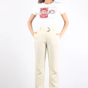 Pantalone Palazzo Cintura Ivoire/camel