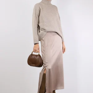 Angelo Gonna Raso Lunga Marron Glace