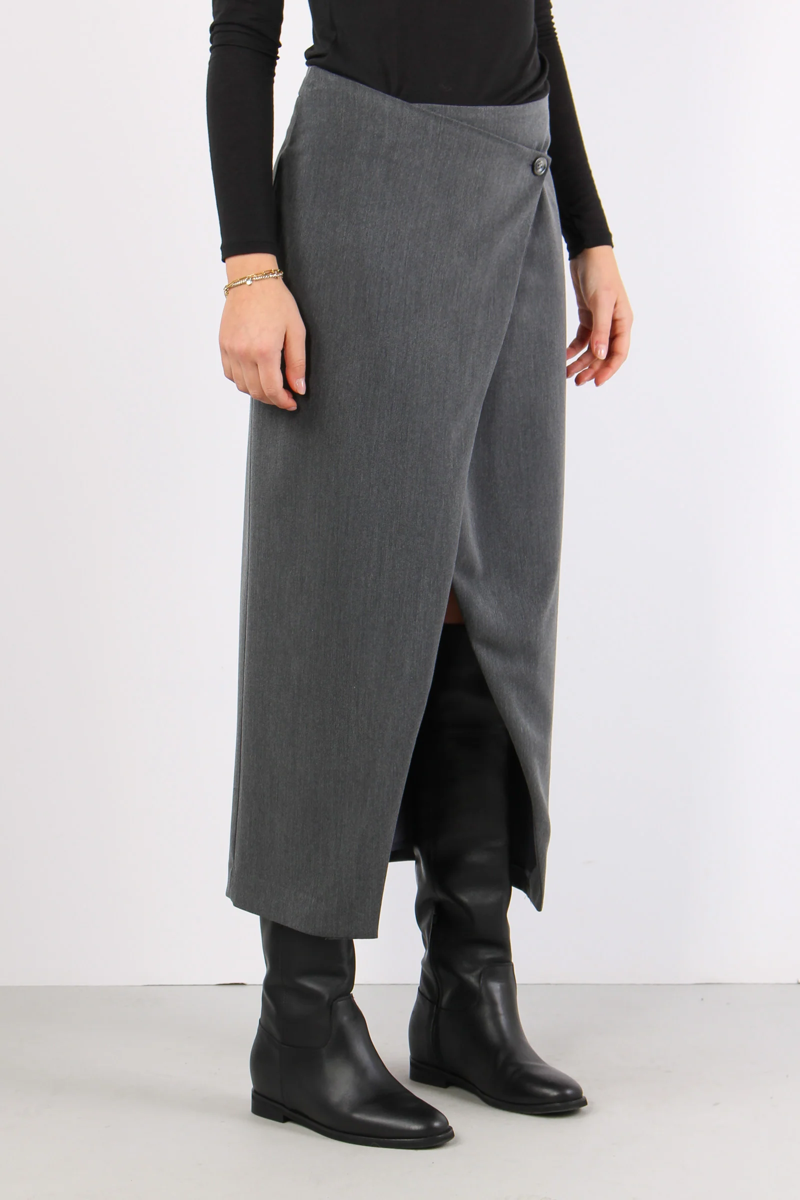 Gonna Assimetrica Flanella Grigio - immagine 8