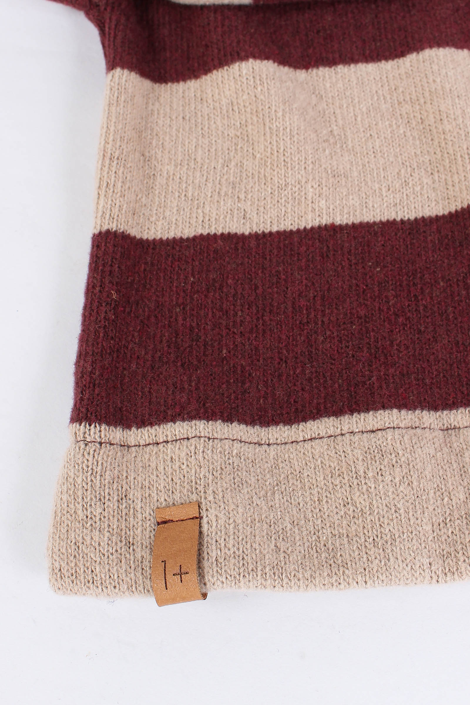 Maglia Riga Caldo Cotone Melanzana/beige - immagine 5