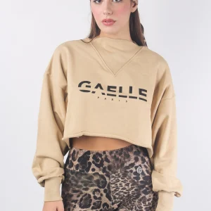 Felpa Corta Logo Beige