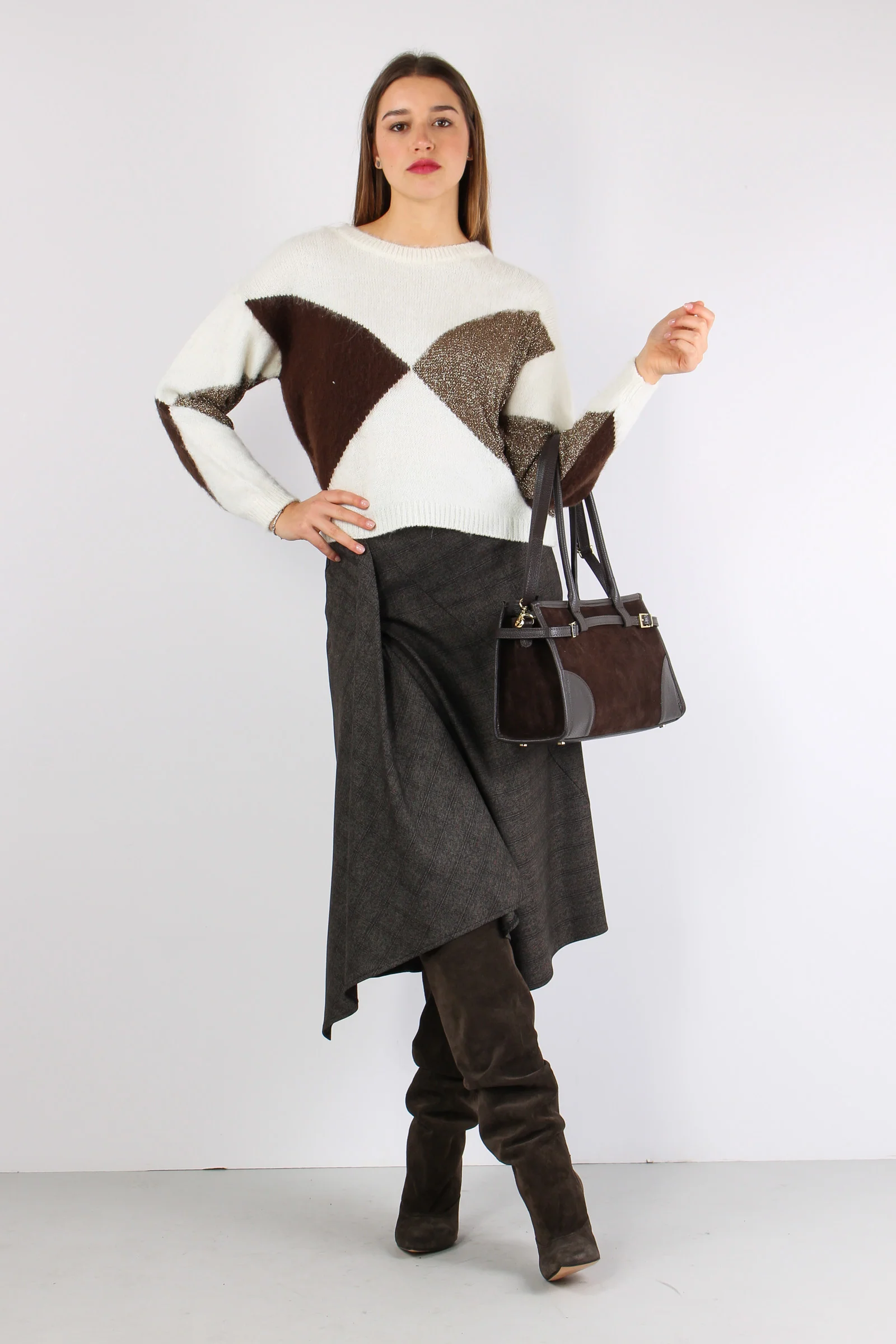 Maglia Rombi Luex Panna/moro - immagine 6