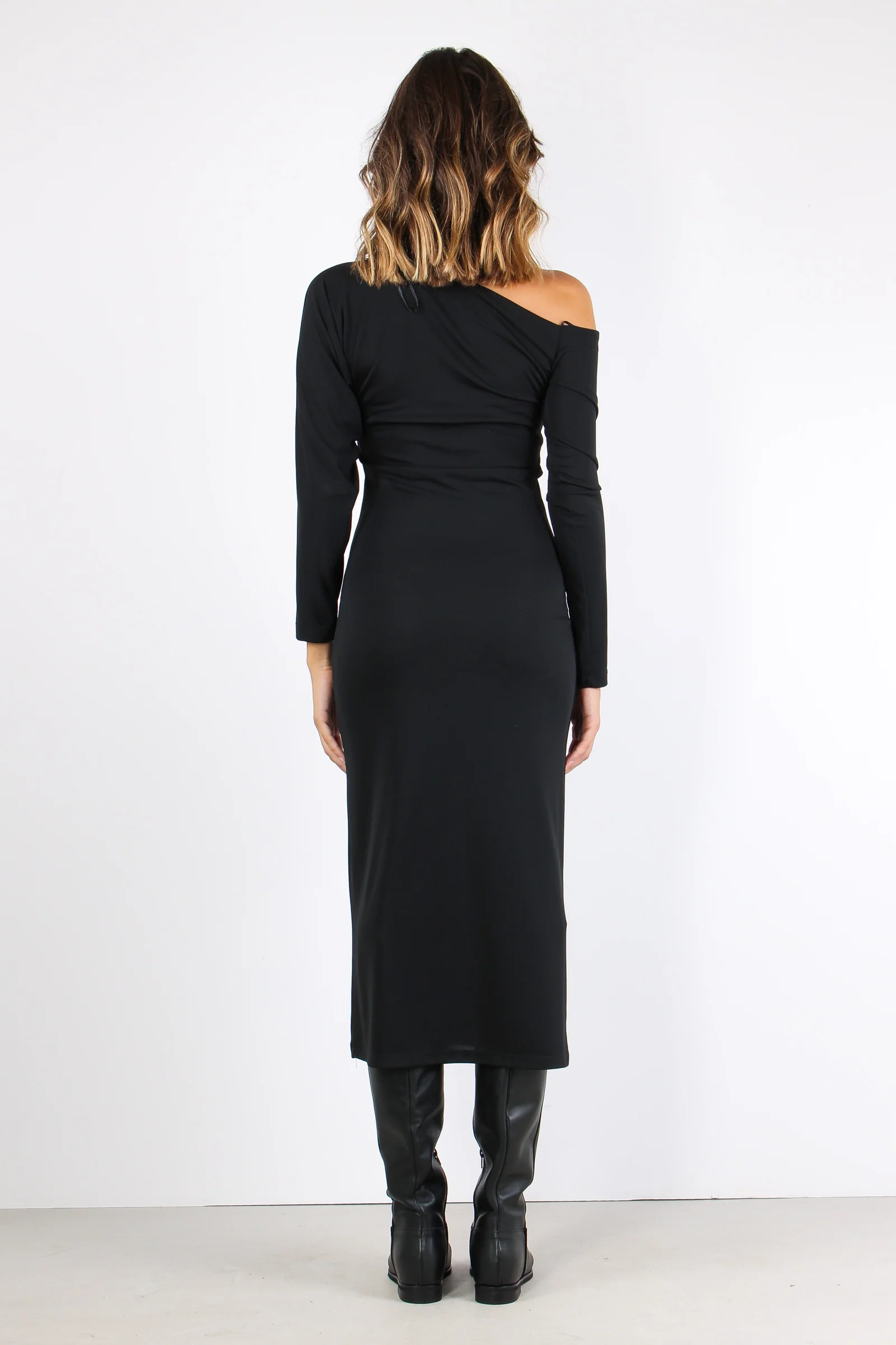 Abito Lungo Asimetrico Nero - immagine 5