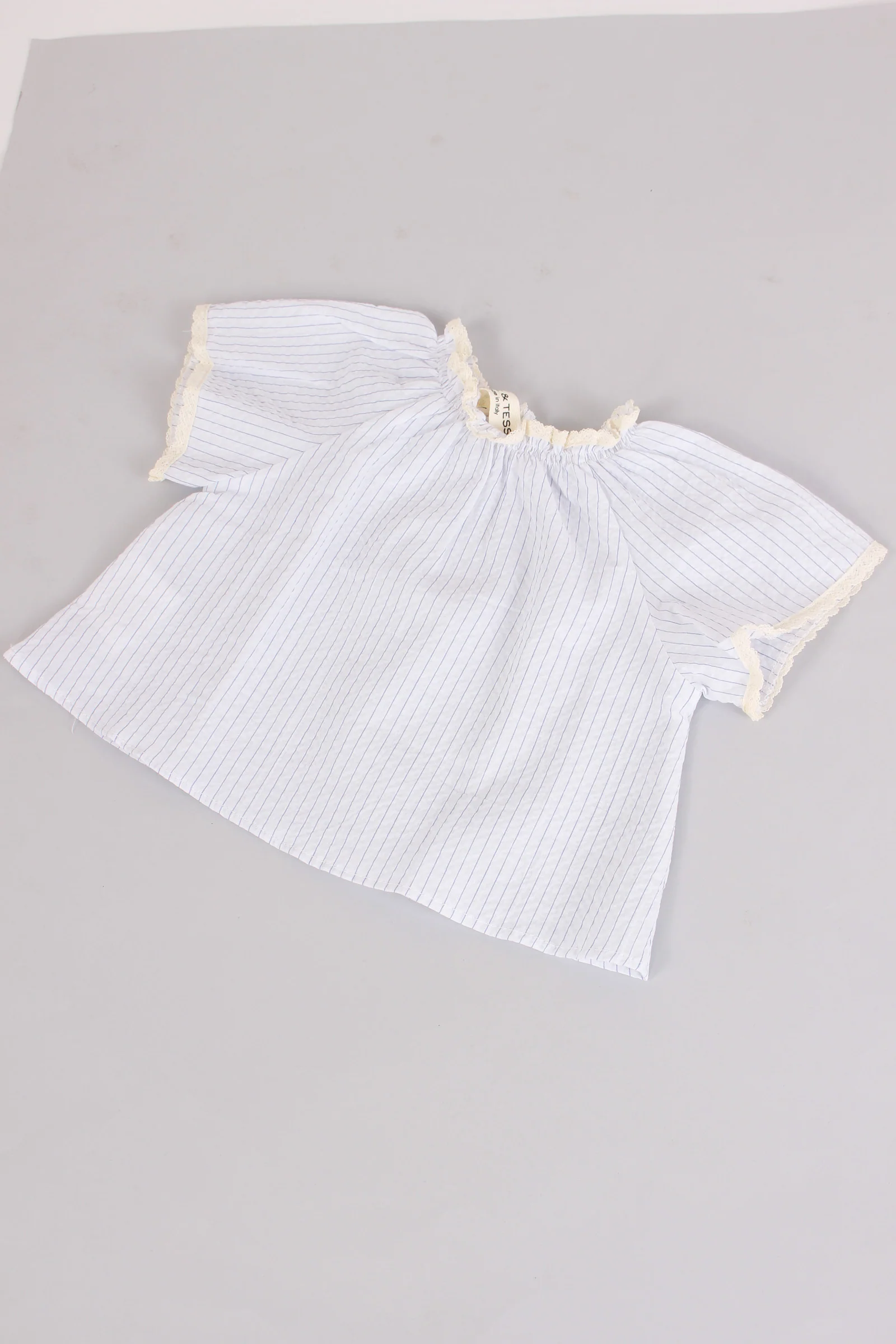 Blusa Inserto Pizzo Azzurro Riga - immagine 3