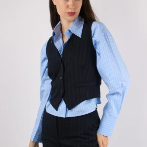 Gilet Gessato Blu/fango