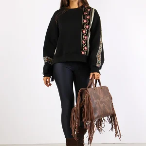 Felpa Girocollo Passamanneria Nero