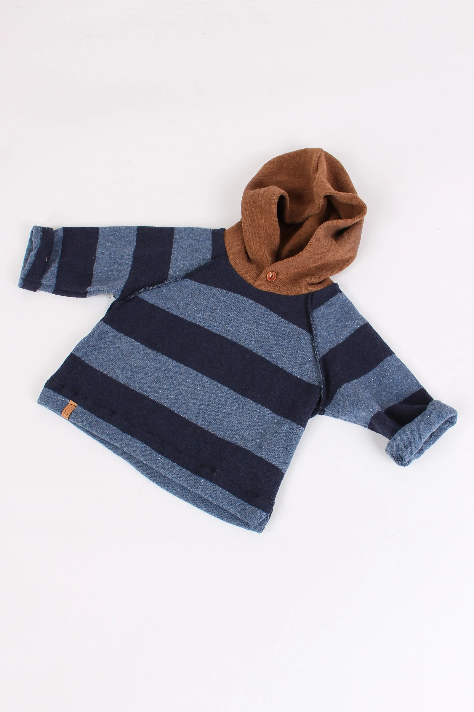 Maglia Righe Cappuccio Coccio Denim/avio - immagine 5