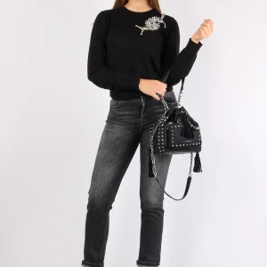 Cretas Maglia Giroccollo Appli Black