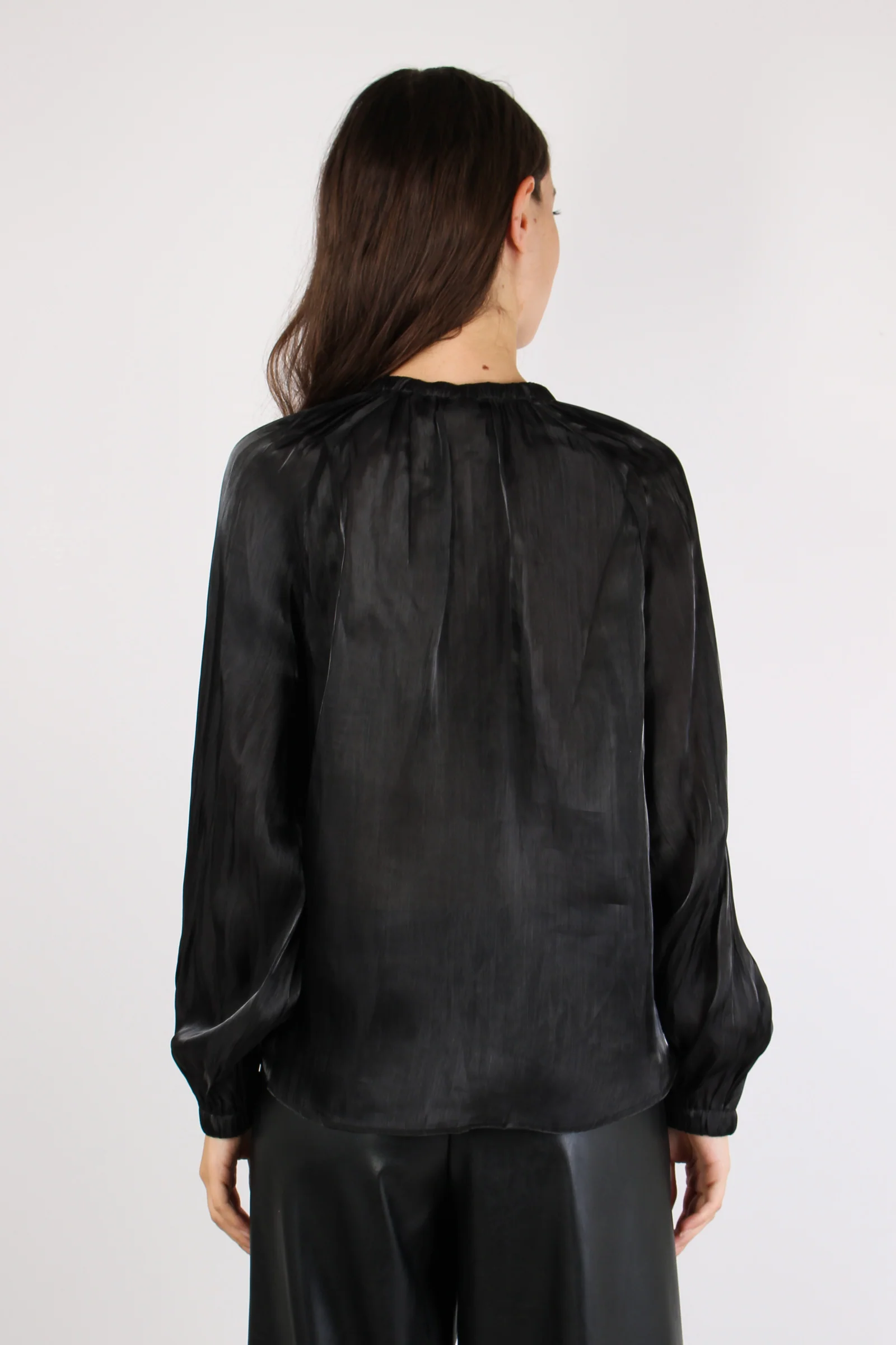 Camicia Arriccio Collo Inserto Nero - immagine 6