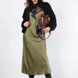 Abito Raso Inserto Pizzo Militare