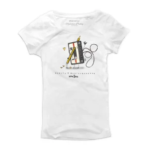 T Shirt donna - Music Cassetta & Matita - With Love